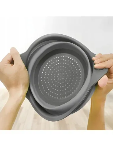 Silicone sieve/strainer folding skimmer-strainer-crusher