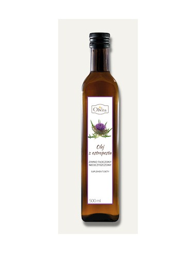 Thistle oil cold-pressed, unpurified, dietary supplement 500 ml.