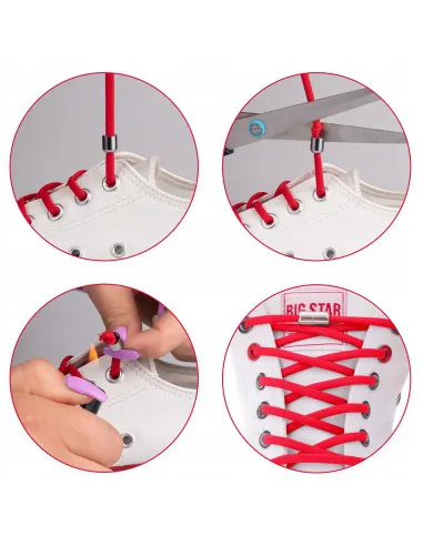 Laces without binding red with metal clip 100cm.