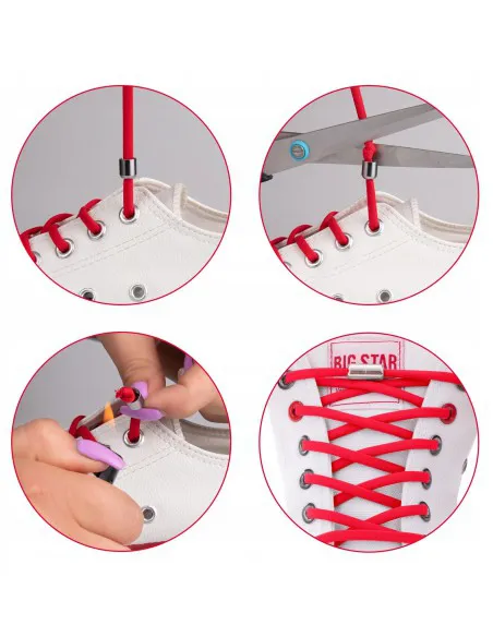 Laces without binding red with metal clip 100cm. Laces without binding red with metal clip 100cm.
