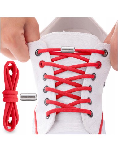 Развязанные красные шнурки с металлическим зажимом 100 см.