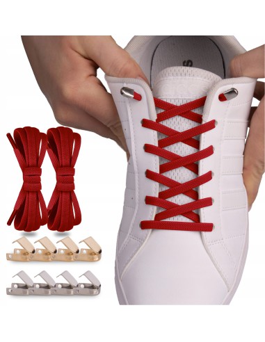 .Tieless laces red with metal pins