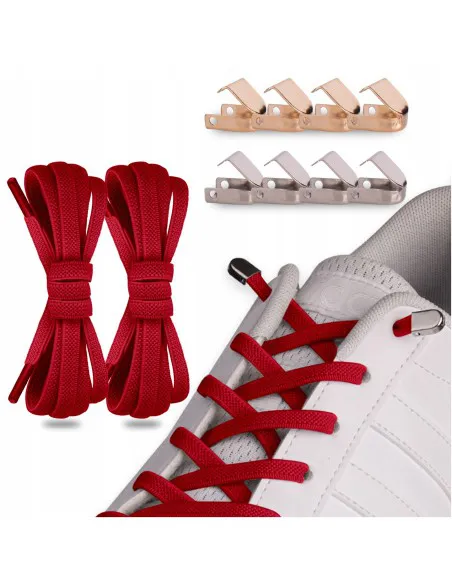 .Tieless laces red with metal pins