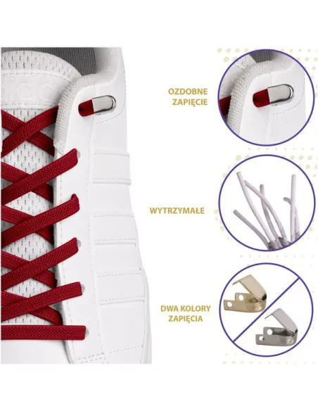 .Tieless laces red with metal pins