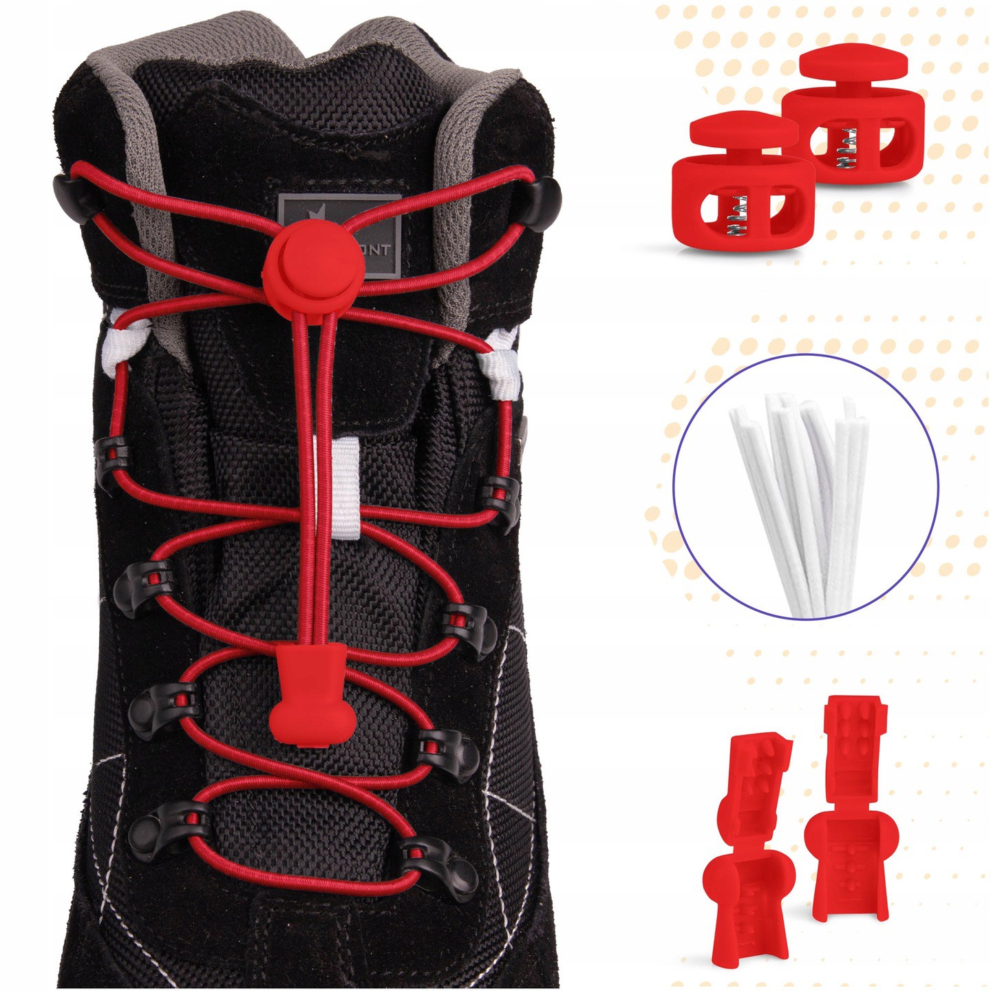 Sportowe sznurówki bez wiązania czerwone 100cm